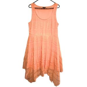 Peach Lacy Skater Dress, Mid-Length. Torrid, 1